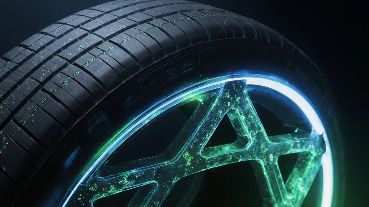 Крупный план шины Hankook с видимыми наноструктурами и 3D‑протектором.