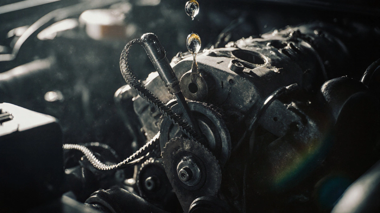 Разорванный ремень ГРМ и погнутый клапан внутри двигателя