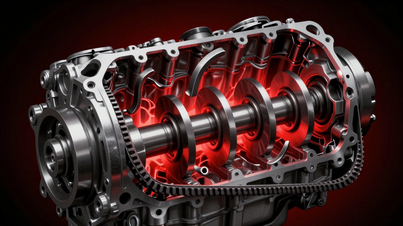 Внутреннее устройство двигателя: изогнутые клапаны и треснувшие поршни после обрыва ремня ГРМ.