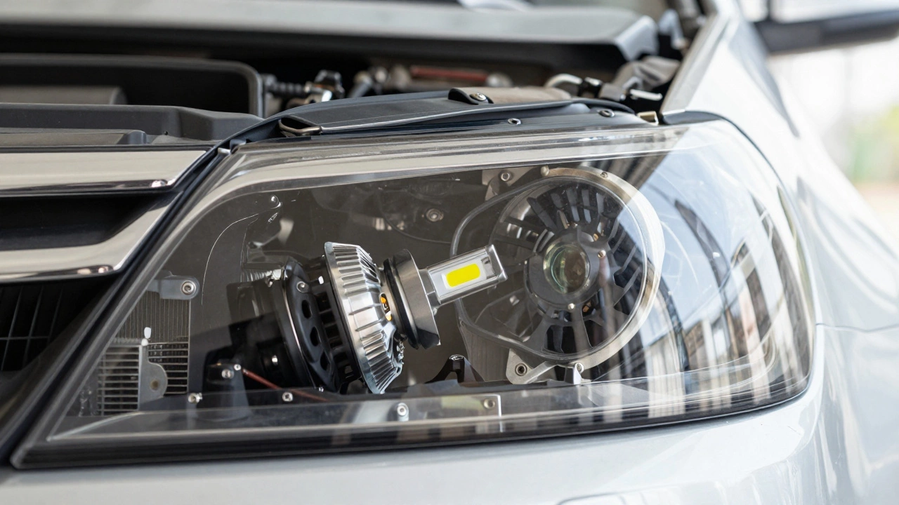 Установка LED-лампы с радиатором и вентилятором в фару автомобиля